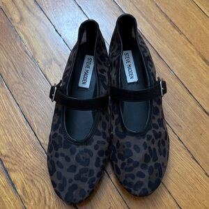 Steve Madden Kids Black and Brown Leopard Mary Janes
